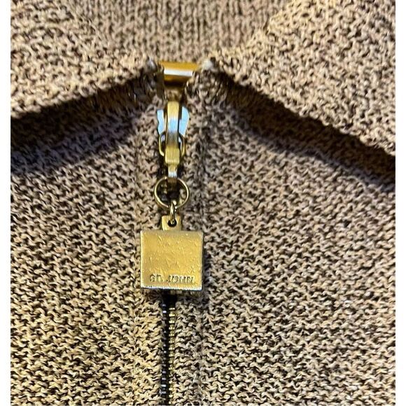 St.John Sport by Marie Gray Gold Inlay Bling Gold Hardware Dog Show zip Cardigan - Picture 3 of 15